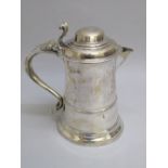 GEORGE III SILVER TANKARD 1764, WITH LATER SPOUT, RE-ASSAYED BY THE LONDON ASSAY OFFICE STAMPED 925.