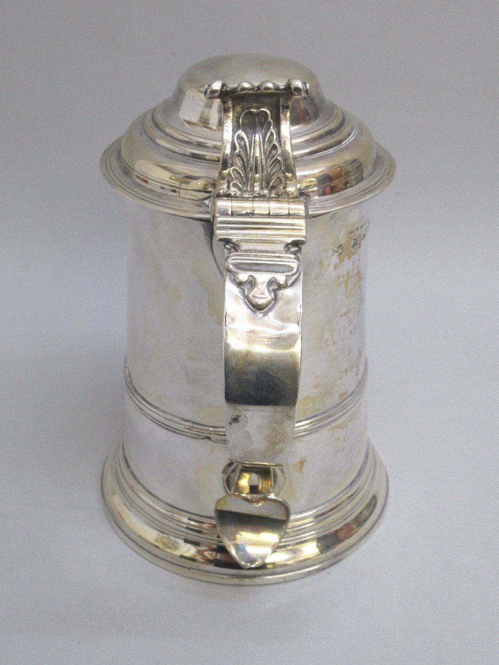 GEORGE III SILVER TANKARD 1764, WITH LATER SPOUT, RE-ASSAYED BY THE LONDON ASSAY OFFICE STAMPED 925. - Image 6 of 8