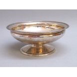 CIRCULAR SILVER BOWL WITH A GADROONED BORDER, ON A PEDESTAL FOOT BY JAMES DIXON & SON, SHEFFIELD
