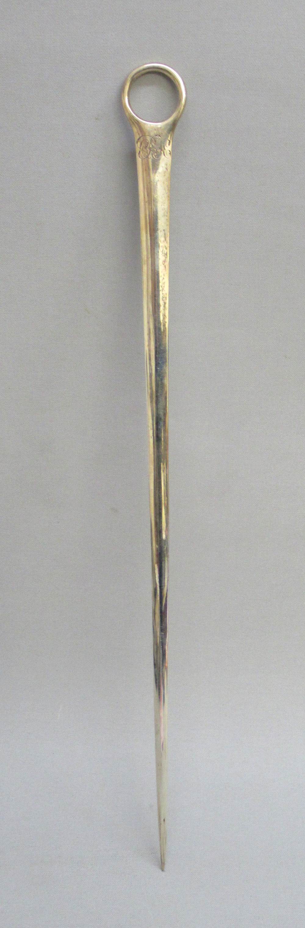 GEORGE III SILVER MEAT SKEWER BY THOMAS JAMES, LONDON, L: 38cm (72g) - Image 3 of 4