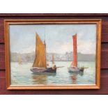 JOHN MALLARD BROMLEY (1858-1939) ST. IVES?, SIGNED AND DATED 1885, OIL ON BOARD (24.5cm x 34.5cm)