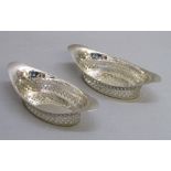 PAIR OF VICTORIAN PIERCED SILVER SWEETMEAT DISHES BY ATKIN BROTHERS, SHEFFIELD 1895, LENGTH 16cm (