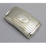 GEORGE III SILVER SNUFF BOX OF RECTANGULAR CURVED FORM WITH A HINGED PANEL/LID DEPICTING A YOUNG MAN