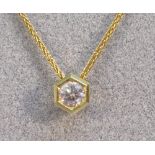 18ct GOLD NECKLACE AND DIAMOND PENDANT (DIAMOND 0.28 CARAT), 4.5g GROSS