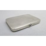 SWEDISH SILVER CIGARETTE CASE WITH BLUE CABOCHON CATCH, STAMPED 830 (88g)