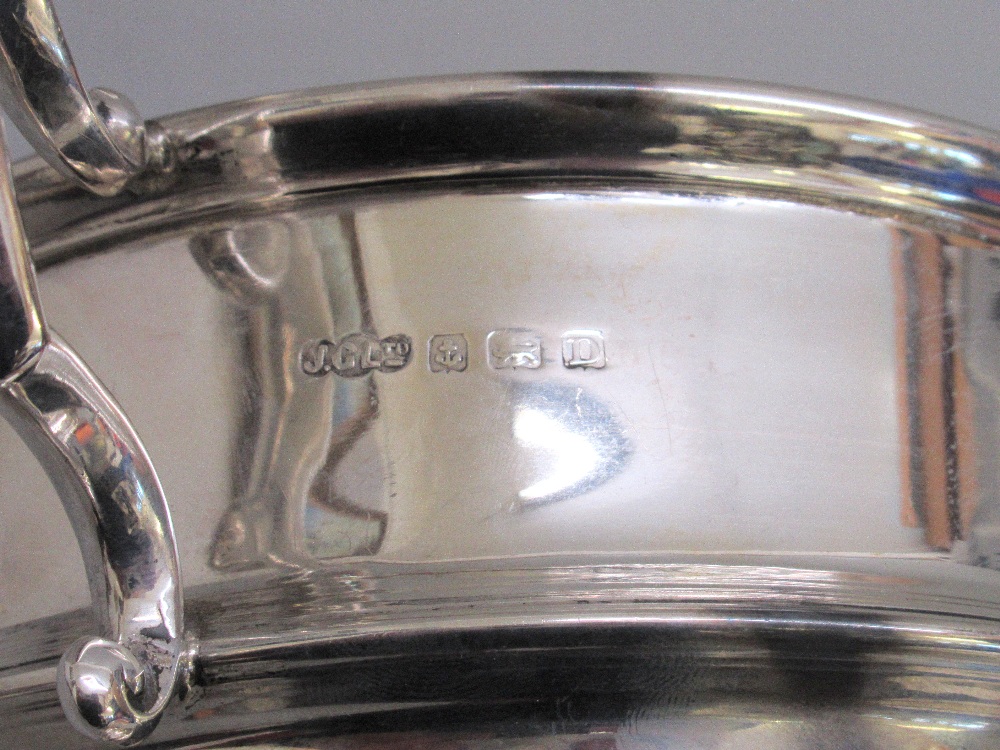 SILVER BOWL WITH SCROLL HANDLES ON A DOMED FOOT, MONOGRAM AND ENGRAVED DATE, BY JOSEPH GLOSTER - Image 4 of 5