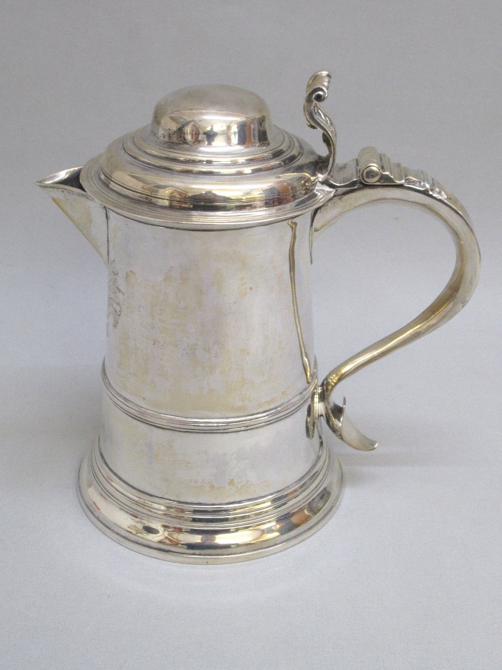 GEORGE III SILVER TANKARD 1764, WITH LATER SPOUT, RE-ASSAYED BY THE LONDON ASSAY OFFICE STAMPED 925. - Image 7 of 8