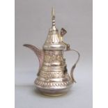 SMALL OMANI WHITE METAL COFFEE/HOT WATER POT STAMPED 'SILVER 92.5 OMAN', HEIGHT 19cm (296.5g)