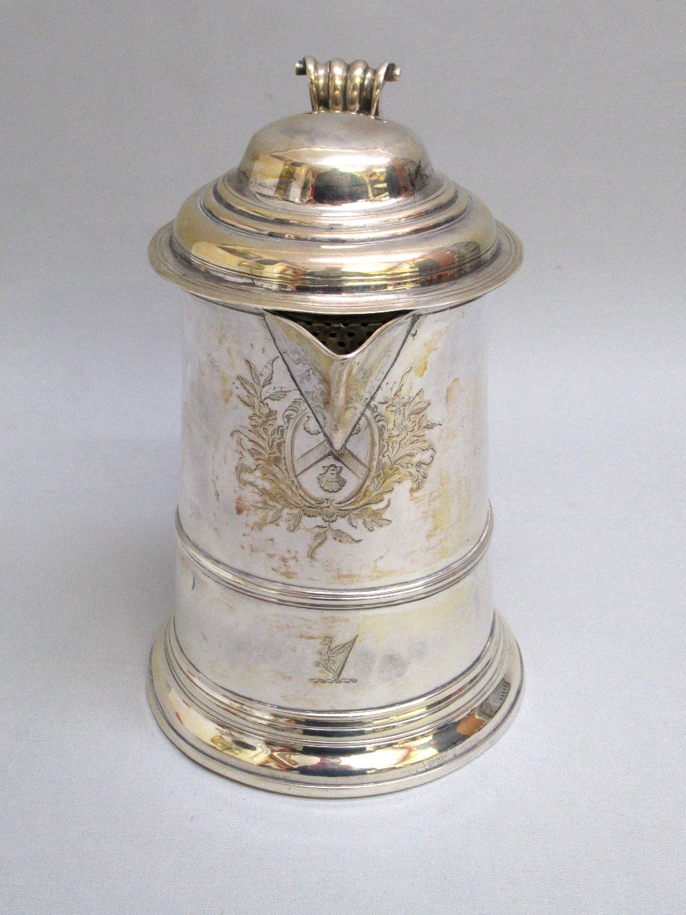 GEORGE III SILVER TANKARD 1764, WITH LATER SPOUT, RE-ASSAYED BY THE LONDON ASSAY OFFICE STAMPED 925. - Image 8 of 8