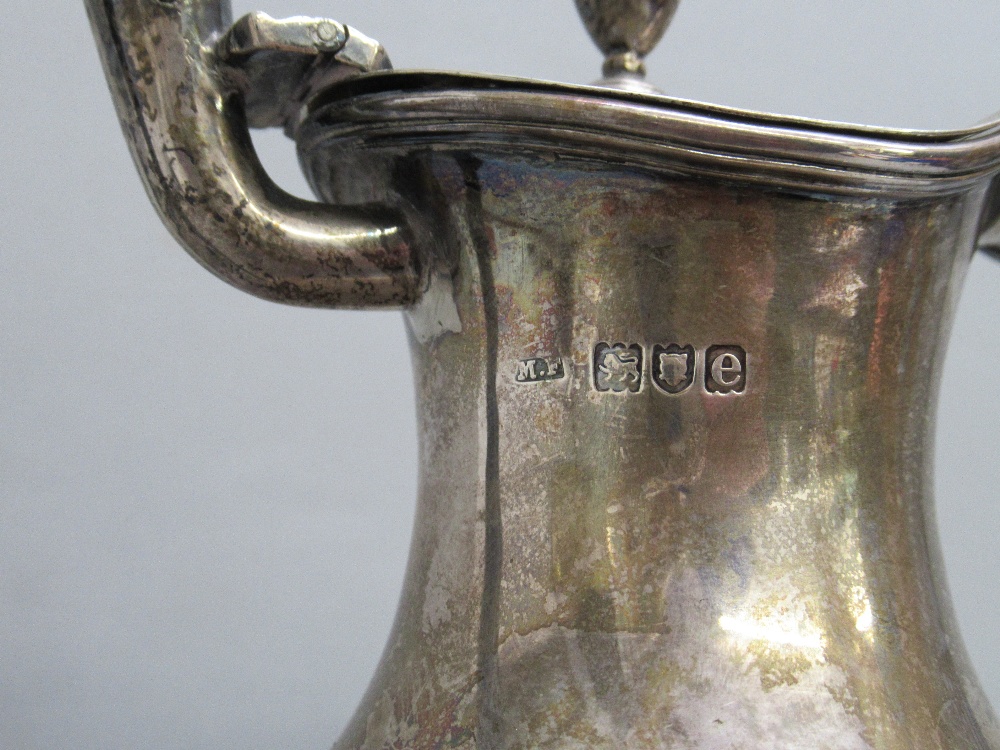 VICTORIAN SILVER CLARET JUG, THE DOMED COVER WITH URN SHAPED FINIAL, WOODEN LOOP HANDLE, BY - Image 2 of 5