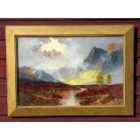 W RICHARDS, GOAT FELL, ISLE OF ARRAN, SIGNED, OIL ON CANVAS (39.5cm x 60cm) AND THE COMPANION OIL,