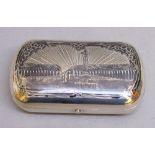 LATE C19th RUSSIAN SILVER AND NIELLO CIGAR/SNUFF BOX DECORATED WITH A SCENE OF A LARGE MONUMENT