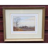 EDWARD STAMP, "JANUARY MORNING - NEAR MARCH GIBBON, BUCKINGHAMSHIRE", SIGNED AND DATED 1980,