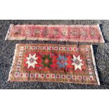 PERSIAN "KURDI" POLYCHROME PATTERNED RUG WITH A ROW OF FOUR STARS AND STYLISED FLORAL DECORATION (