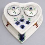 C19th T. GOODE & Co., SOUTH AUDLEY STREET LONDON, CERAMIC HEART SHAPED INKWELL WITH