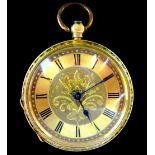 LADY'S SWISS 18ct GOLD POCKET WATCH WITH A GOLD CUVETTE ENCLOSING A KEY-WIND MOVEMENT