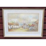 WIDGERY, DEVONSHIRE SCENE WITH FIGURES AND CHURCH, BEARS SIGNATURE AND DATED 1866, WATERCOLOUR (30cm