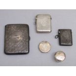 EDWARDIAN SILVER CIGARETTE CASE BY WILLIAM NEALE, CHESTER 1903 TOGETHER WITH TWO SILVER VESTA