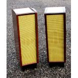 PAIR OF HMV WALNUT PEDESTAL SPEAKERS, MODEL No. L.S.35, (83cm x 25.5cm x 30cm) [2]