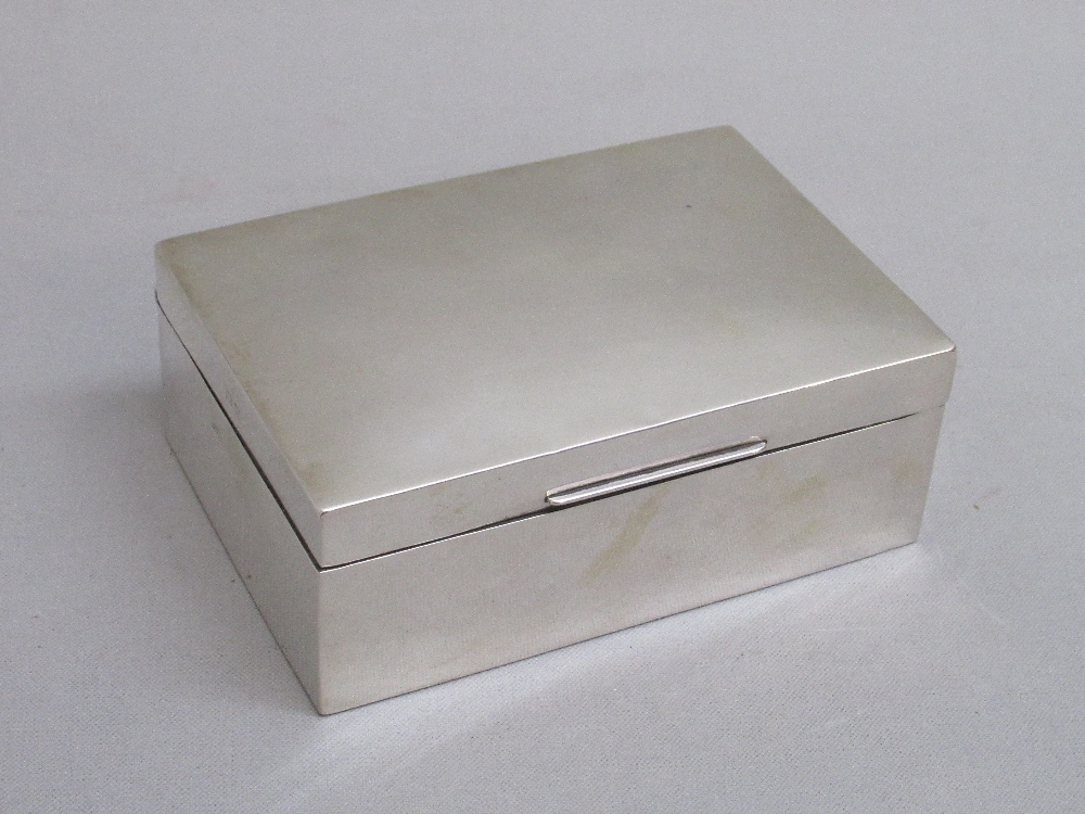 SILVER CIGARETTE BOX, INDISTINCT MAKER'S MARK (5cm x 12.8cm x 9cm)