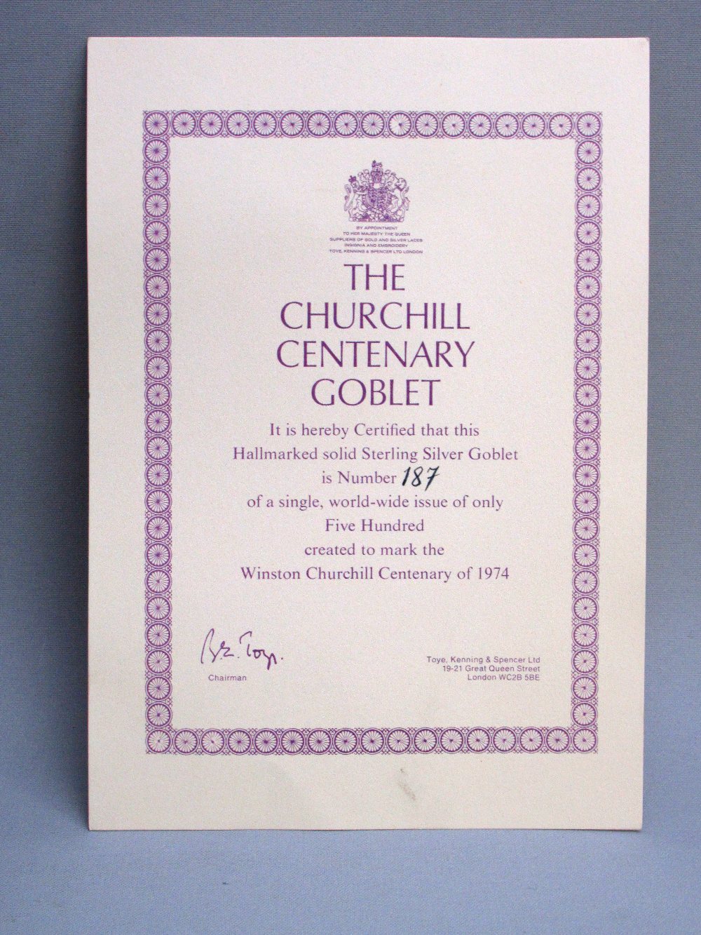 PAIR OF SILVER WINSTON CHURCHILL CENTENARY GOBLETS BY TOYE, KENNING & SPENCER LTD, BIRMINGHAM - Image 5 of 6