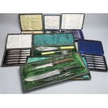 SET OF SIX SILVER HANDLED BUTTER KNIVES BY JOHN BIGGIN, SHEFFIELD 1918, CASED, SET OF SIX SILVER