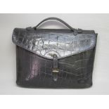 MULBERRY BLACK SIMULATED CROCODILE LEATHER BRIEFCASE (W: 39cm)