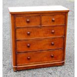 VICTORIAN MAHOGANY CHEST WITH TWO SHORT, THREE GRADUATED LONG DRAWERS (109cm x 103cm x 46cm)