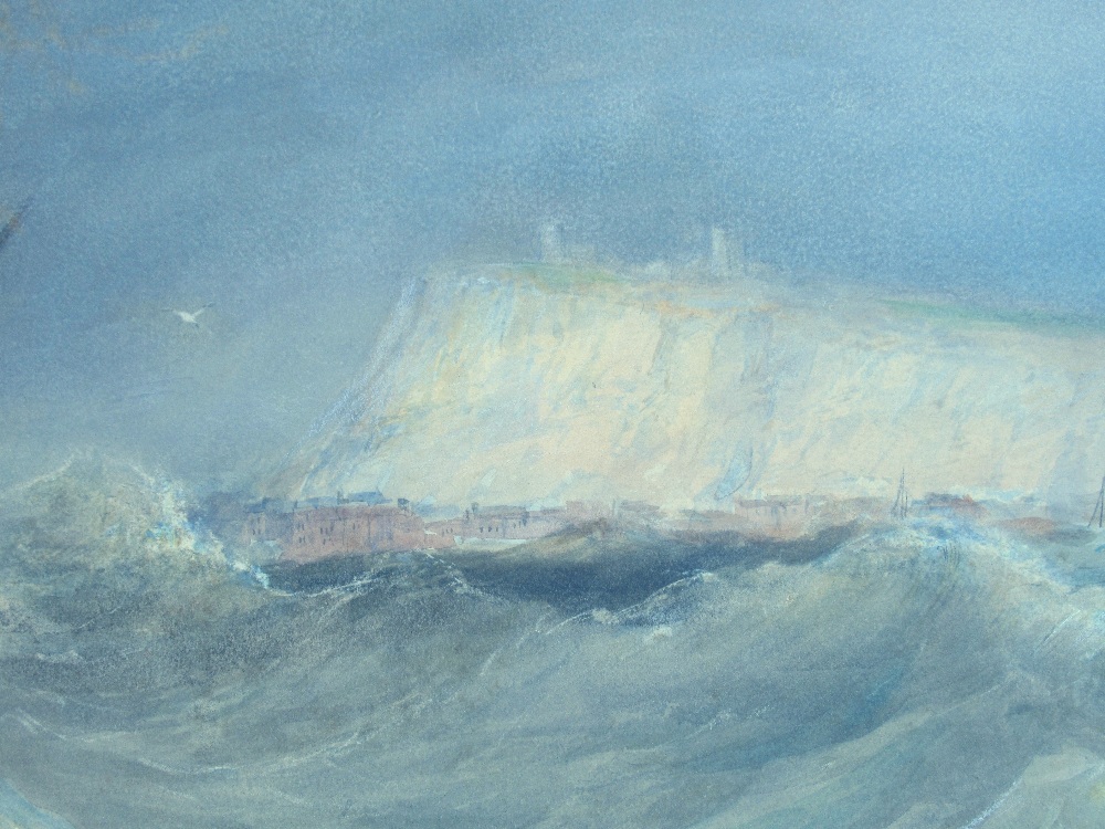 E. TUCKER, FISHING BOAT IN A STORMY SEA AND WHITE CLIFFS BEYOND, WATERCOLOUR, SIGNED (52.5cm x - Bild 6 aus 7