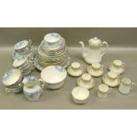 EDWARDIAN BONE CHINA BLUE, WHITE AND GILT FLORAL TEASET OF 39 PIECES AND A GEORGE JONES GILT PART