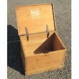 PINE BOX WITH HINGED LID (35.5cm x 53.5cm x 40cm)