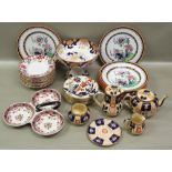 EIGHT VICTORIAN MINTON EARTHERNWARE BOSTON JAPAN PATTERN FLORAL AND GILT PLATES (DIA: 26.6cm),