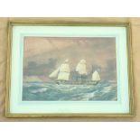 WILLIAM EDWARD ATKINS(1842 - 1910)THREE MASTED STEAM AND SAILING SHIP & OTHER SHIPPING, WATERCOLOUR,