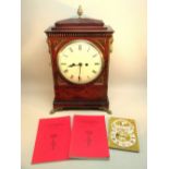 REGENCY MANTEL CLOCK WITH CREAM ENAMELLED CIRCULAR DIAL ENCLOSING AN EIGHT DAY MOVEMENT STRIKING