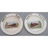 TWO CERAMIC BABY'S PLATES CIRCA 1913 'MIDLAND EXPRESS' AND 'LANCASHIRE & YORKSHIRE EXPRESS',