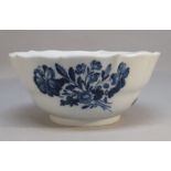 MEISSEN PORCELAIN CIRCULAR BOWL WITH PAINTED BLUE FLORAL DECORATION AND A FLUTED SHAPED RIM (DIA: