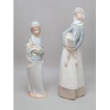 LLADRO PORCELAIN GROUP OF YOUNG WOMAN HOLDING A LAMB, No. 970? (H: 27cm) AND A LLADRO FIGURE OF A