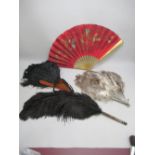 TWO OSTRICH FEATHER FANS, EIGHT OTHER FANS AND FIVE LOOSE FANS [15]