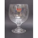 ELIZABETH II LARGE CORONATION GOBLET WITH INITIALS ER, II AND CROWN ABOVE, ON A CIRCULAR FOOT,