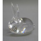 STEUBEN PLAIN GLASS RABBIT PAPERWEIGHT (9.5cm x 10cm)