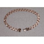 9ct YELLOW AND WHITE GOLD FLAT CURB-LINK BRACELET (15.1g)