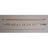 TWO TONE GOLD CURB LINK BRACELET STAMPED 9K ITALY (4.6g), 9ct GOLD HEART-SHAPED LINK BRACELET (3.8g)