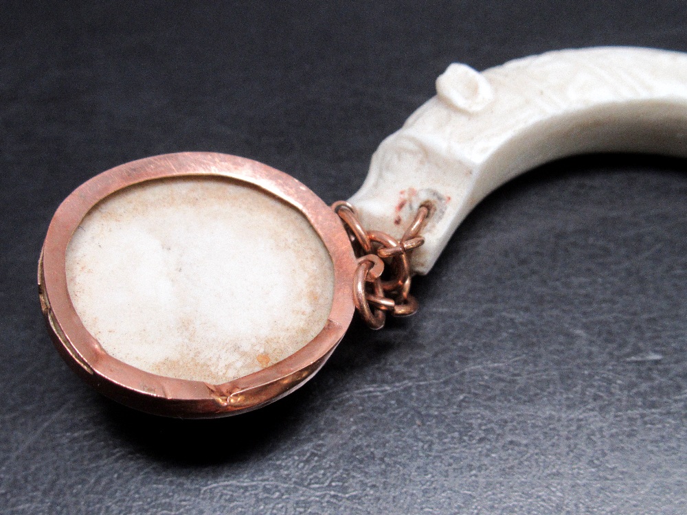 PRE-WAR CARVED IVORY AND ROSE GOLD PANTHER'S HEAD BRACELET, INDISTINCT MARK, POSSIBLY 9 (DIA: 7cm) - Bild 6 aus 10