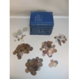 QUANTITY OF BRITISH COINS IN 18 WHITMAN FOLDERS INCLUDING PRE 1947 SILVER (£9.85p) AND OTHER