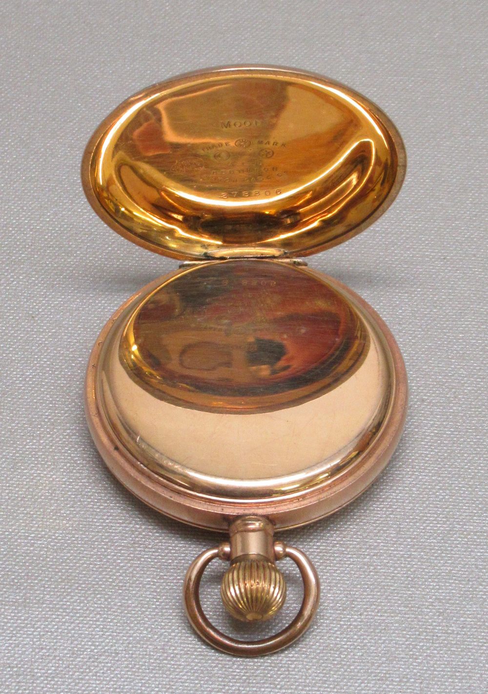 WALTHAM GOLD PLATED HALF HUNTER POCKET WATCH IN A DENNISON CASE - Bild 4 aus 7