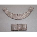 EASTERN WHITE METAL HERRINGBONE NECKLACE AND BRACELET, EN SUITE (140g) [2]