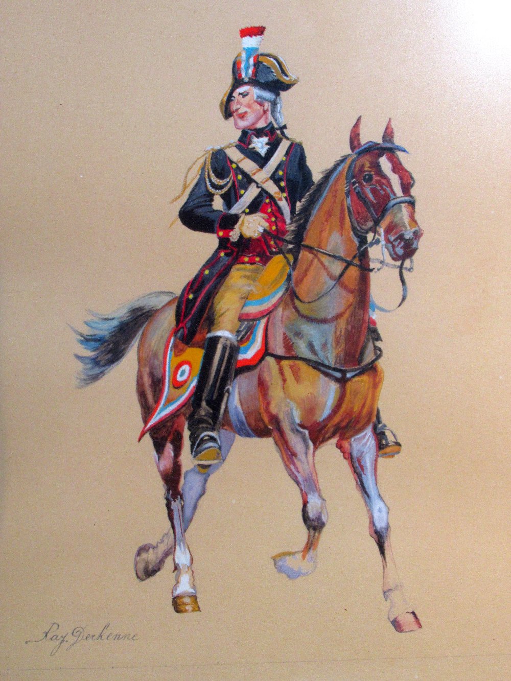 RAY DERKENNE PAIR OF NAPOLEONIC WAR CAVALRY OFFICERS, WATERCOLOURS (EACH 29cm x 23cm), BUTTERFLIES - Bild 3 aus 9