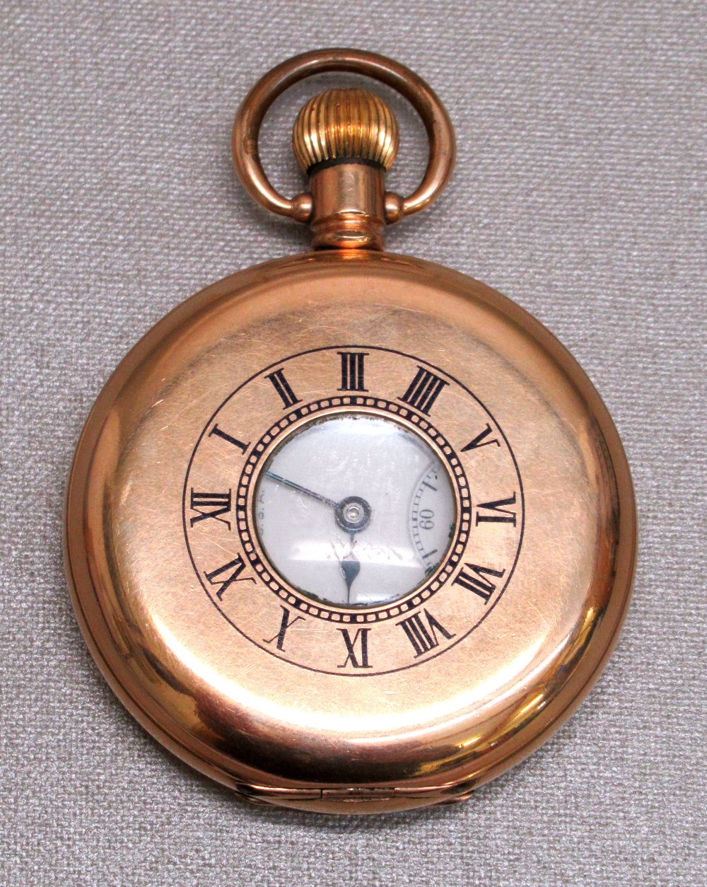 WALTHAM GOLD PLATED HALF HUNTER POCKET WATCH IN A DENNISON CASE