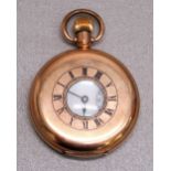 WALTHAM GOLD PLATED HALF HUNTER POCKET WATCH IN A DENNISON CASE