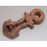 ANTIQUE TIBETAN CARVED WOOD MILK CHURN HANDLE WITH RECEIPT FROM SAMARKAND GALLERIES, STOW-ON-THE-